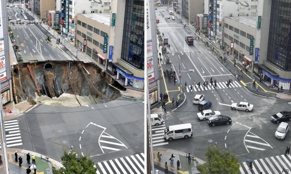 A eficiência dos japoneses: o gigantesco abismo reparado em somente dois dias! - 2