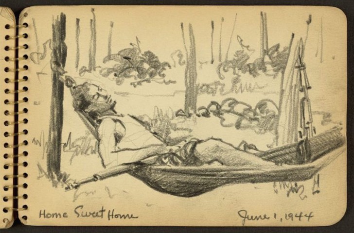 Questo schizzo è uno dei più famosi: ritrae un soldato a riposo su un'amaca. È datata 1 Giugno 1944 e porta il titolo di "Home Sweet Home".