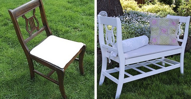 Ein Stuhl ... bildet zusammen mit einem weiteren Stuhl eine praktische Gartenbank
