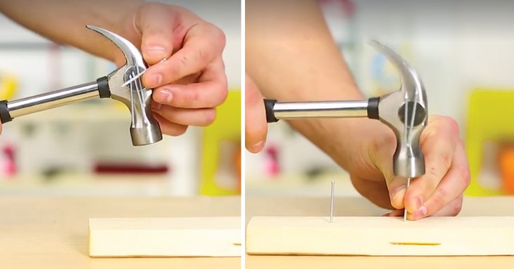 3. Appliquez un aimant sur le marteau et utilisez-le pour avoir des clous à disposition: le travail sera beaucoup plus rapide!