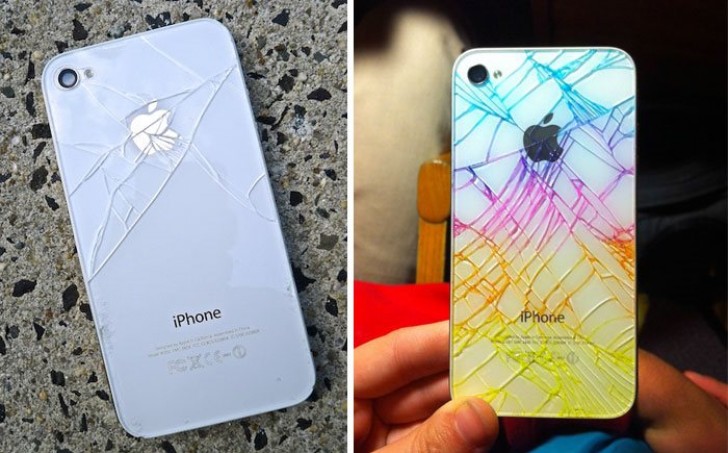 16. La mascherina rotta di un I-Phone... colorata come fosse di ultima generazione!