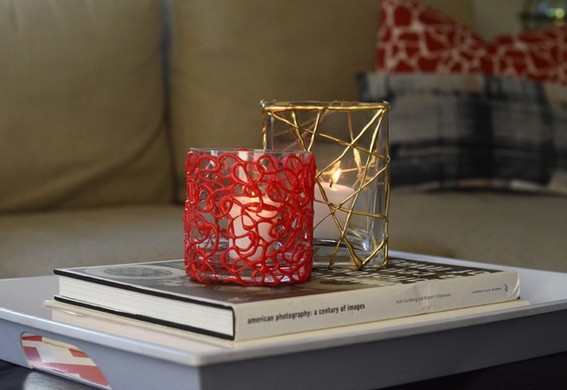 2. Turn a common glass into an elegant candleholder.