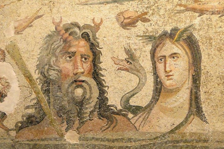 Los mosaicos eran parte de las deoraciones de un habitacion: los rostros representados pertenecen a personajes de la mitologia griega.