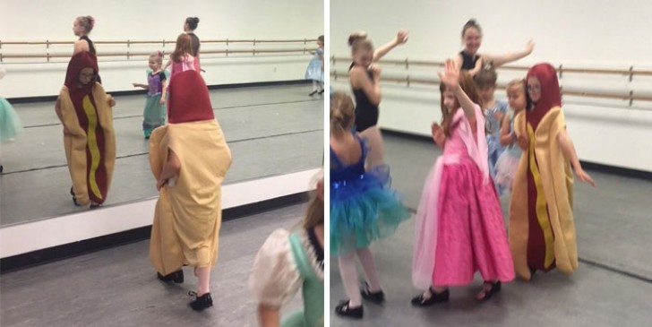 5. "A l'école de danse, c'était la journée des princesses. Une des filles était déguisée en hot dog. Respect à cette petite!!"