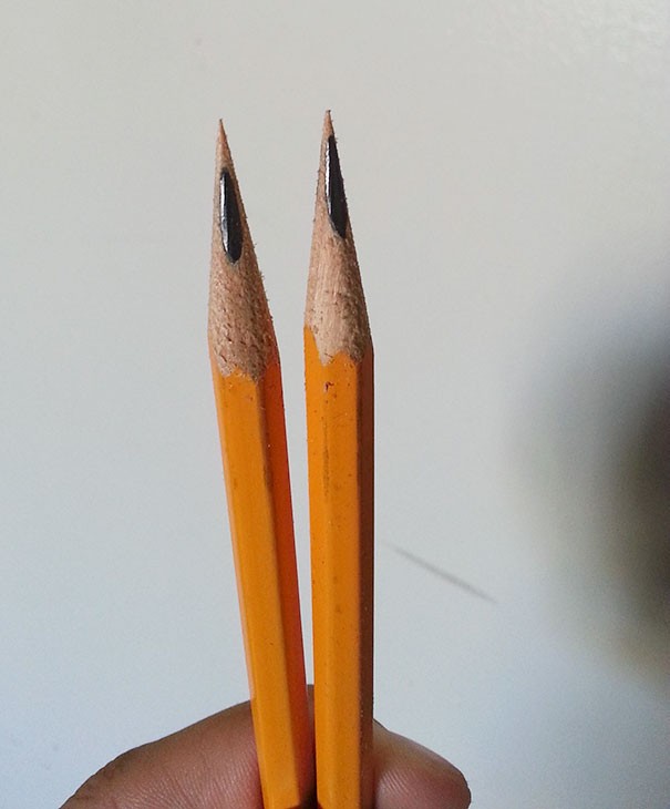 9. Einen Bleistift mit Geduld anspitzen.