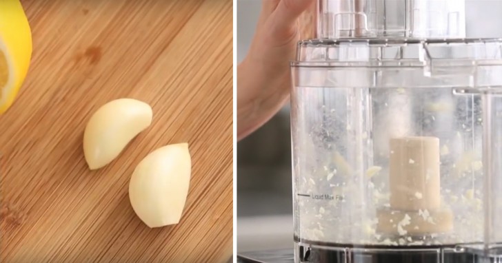 1. Begin by peeling and chopping the garlic (you can do it manually or rely on the power of your blender).