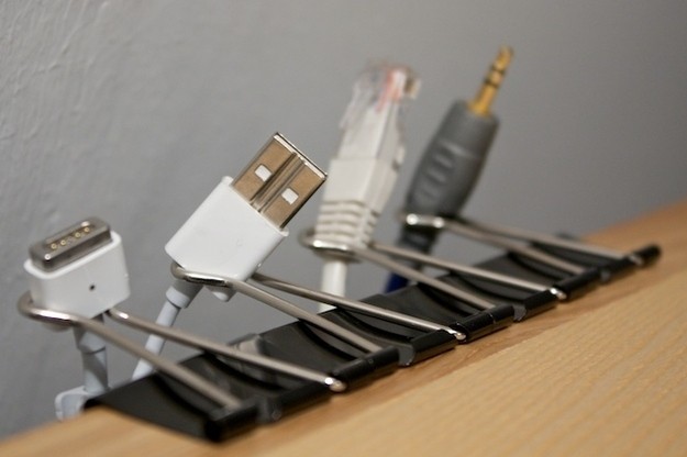 Use paper binders to keep all your electrical cords in order!