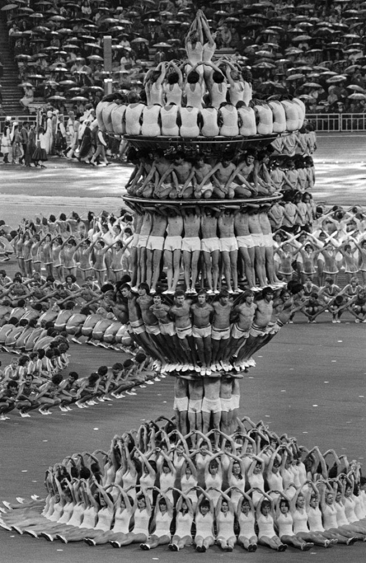 Die Zeremonie der Eröffnung der 21. olympischen Sommerspiele in Moskau, 1980.