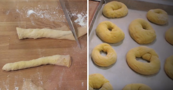 Une fois le temps écoulé, retirez la pâte du bol, retravaillez la brièvement avec plus de farine, puis commencez à réaliser les beignets. Une fois qu'ils sont prêts, laissez les reposer à nouveau pendant quelques minutes, puis vous pouvez les faire revenir!