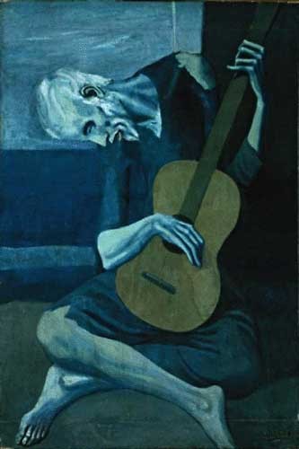 4. Der alte Gitarrist Cieco, Öl auf Leinwand. Pablo Picasso, 1903.