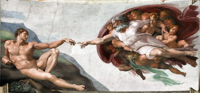 6. Die Kreation von Adam, Fresko, Michelangelo Buonarotti, ca. 1511.