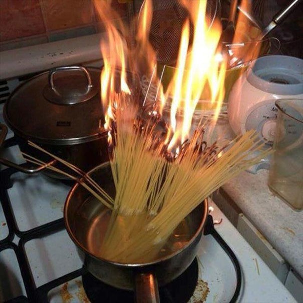 8. Flambierte Spaghetti