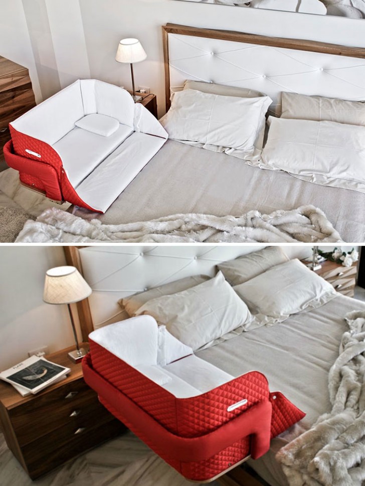 4. Ein Bett, das man an die Kante des Ehebettes montieren kann um das Baby in der Nähe zu haben und trotzdem Platz zu haben. 