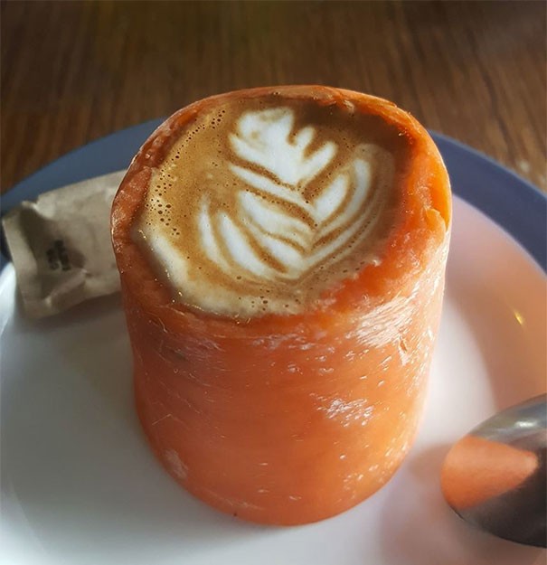 14. Un mini-cappuccino servi dans une carote. Qui n'en veut?