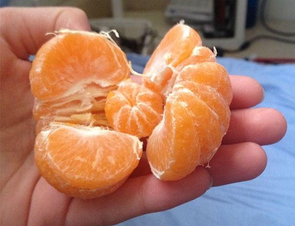 1. Il y a un mini-orange à l'intérieur d'une autre orange.
