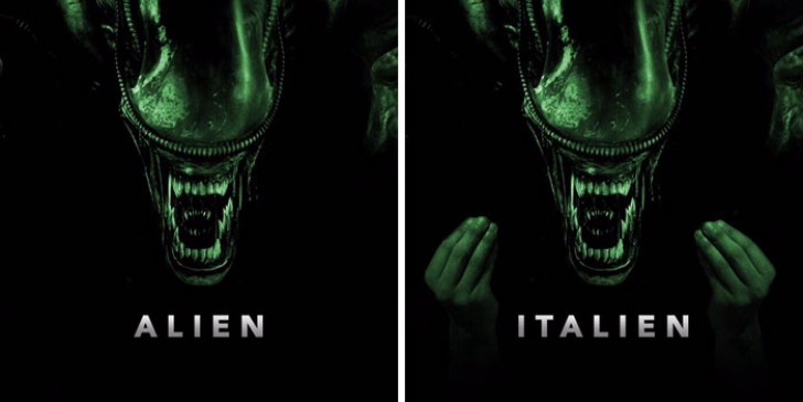 1. Il suffit d'ajouter les deux mains du célèbre geste pour transformer un Alien en Italien.
