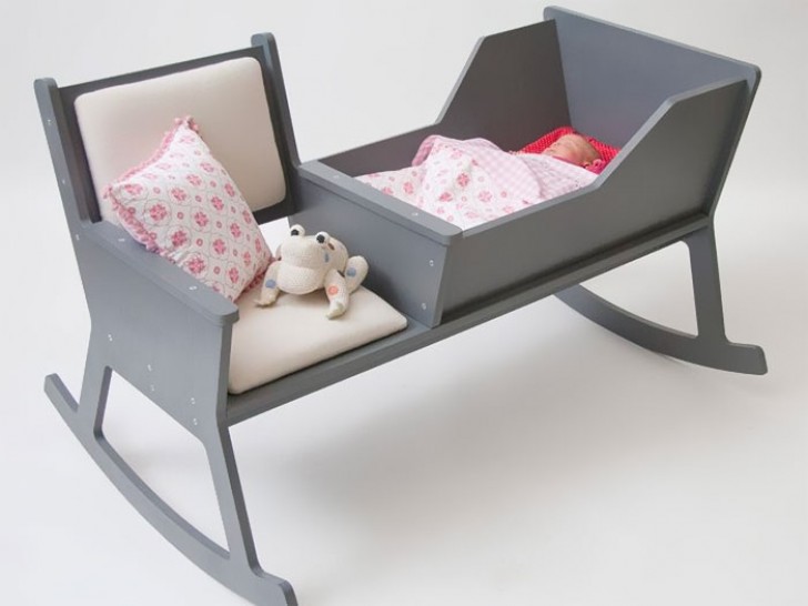 1. A crib for the baby and a chair for mom.