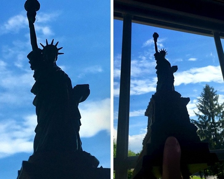 2. "Oggi c'è una splendida giornata a New York! Si vede chiaramente la Statua della Libertà!"