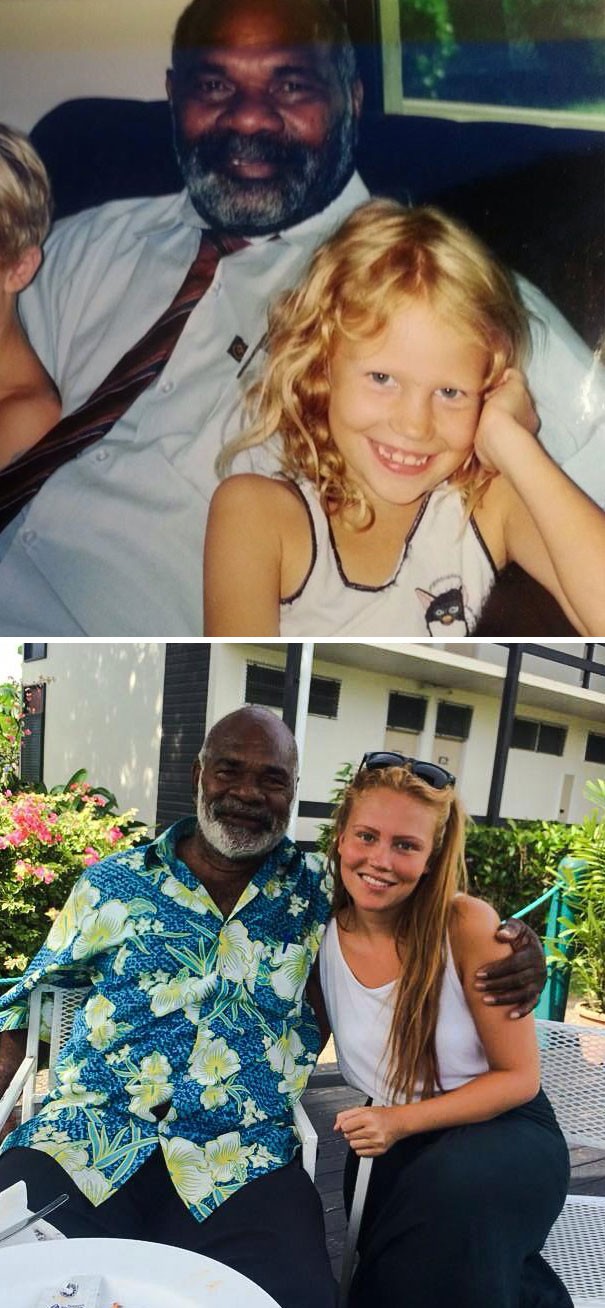 1. Dit meisje bezocht veertien jaar geleden met het gezin de Fiji-eilanden en toen raakten zij bevriend met een taxichauffeur...
