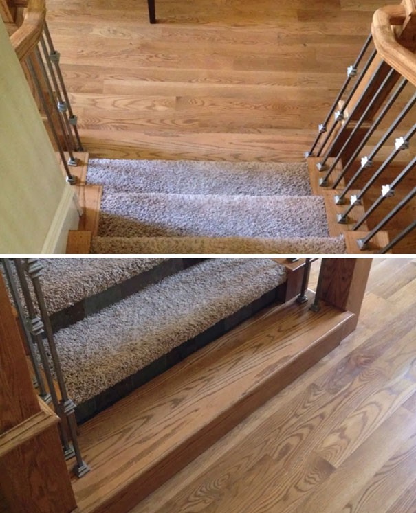 2. Oder wenn du entscheidest, nur die letzte Stufe nicht mit Teppich zu versehen damit sie sich besser vom Boden abhebt...