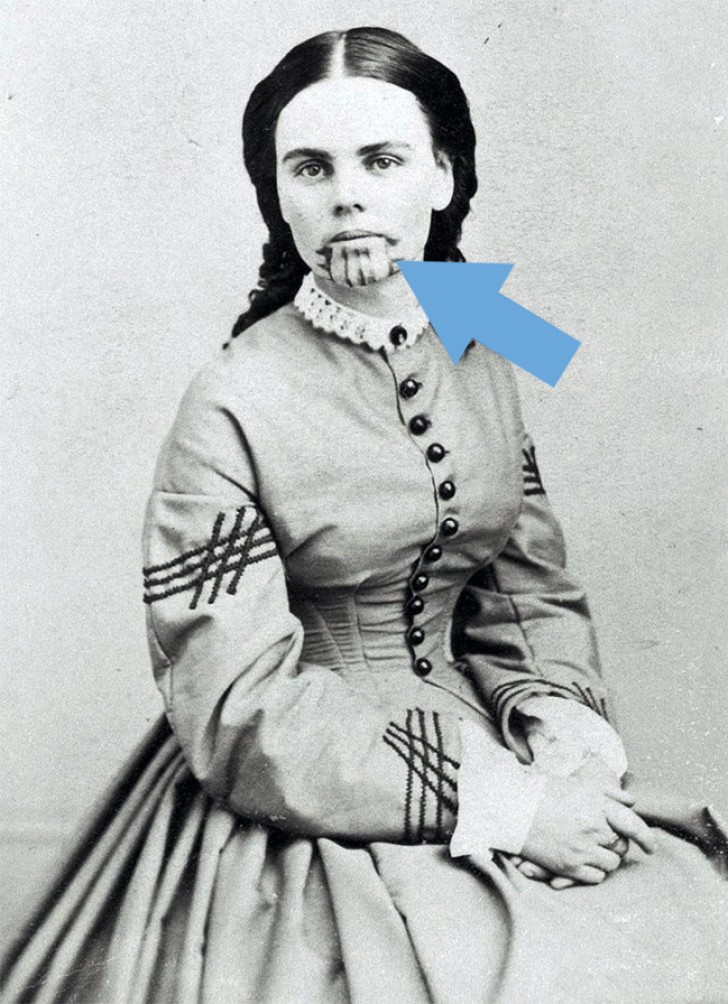 2. Een indianentattoo op het gezicht van een blanke vrouw, 1863