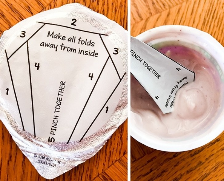 13. L'etichetta dello yogurt che si trasforma in cucchiaino.
