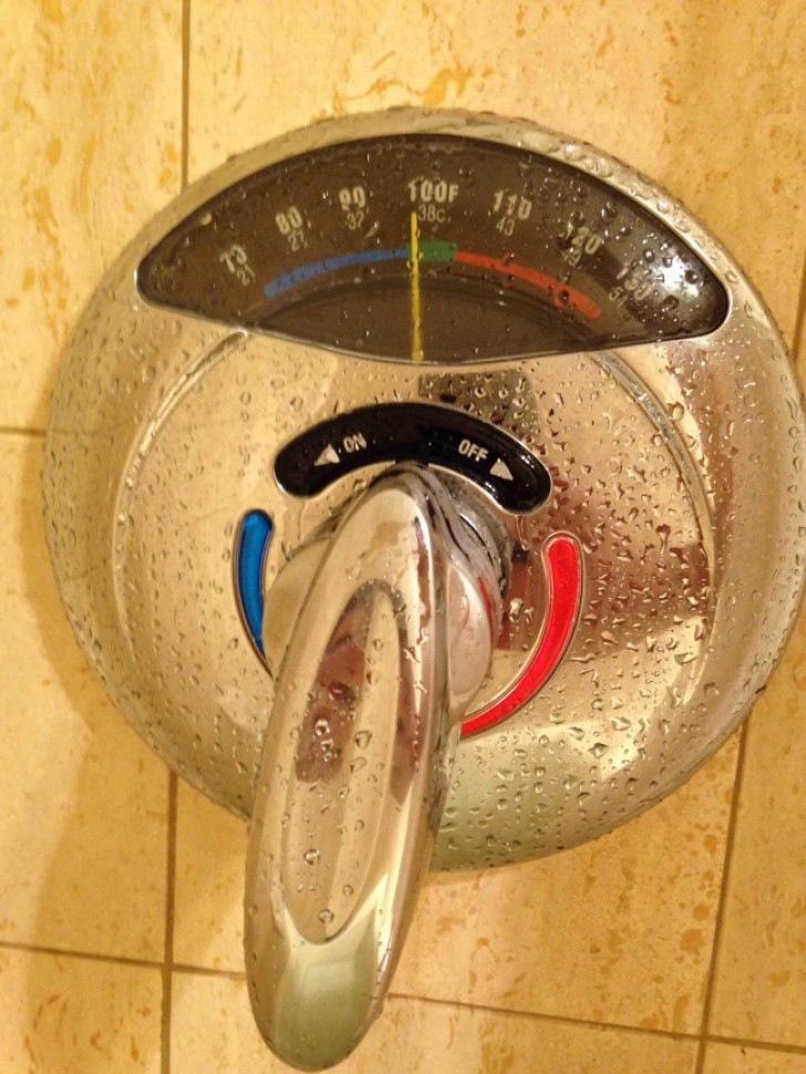 16. Una doccia con termometro dell'acqua incorporato.