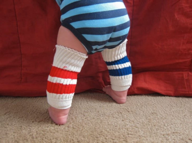 8. Do you have a toddler crawling all over the house? Just remove the tip from a pair of long sponge socks and put them on your toddler!