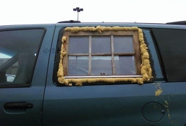 17. An original car window --- window.