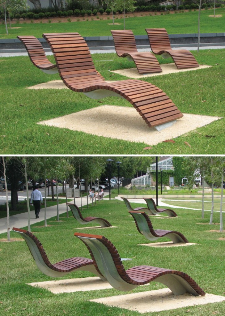 Les bancs d'un des campus de l'Université de Sidney, en Australie.