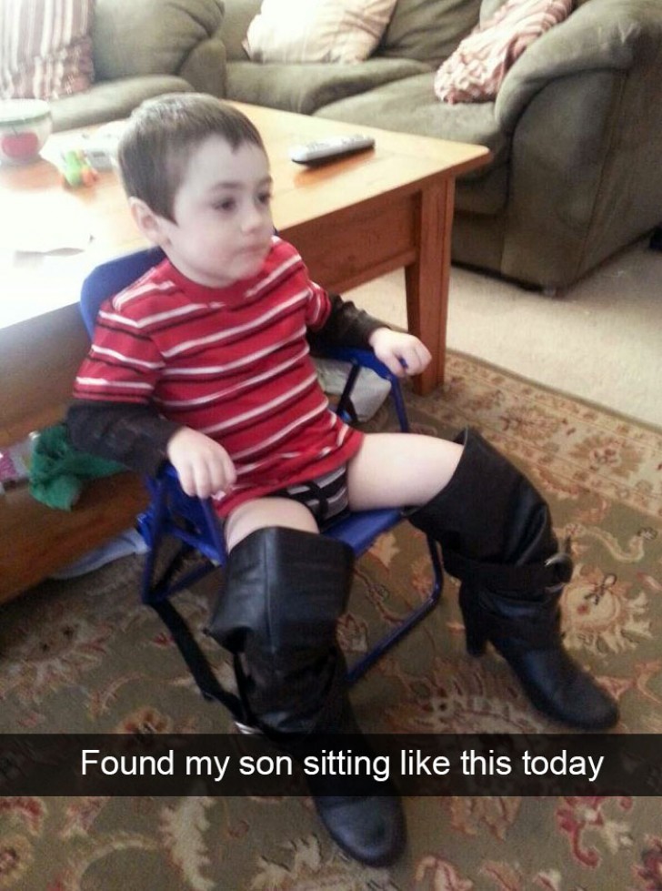 10. "Today, I found my son sitting like this."