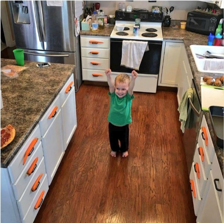 4. "My cousin has just posted this photo of his son. Look how proud he is about how he has organized and positioned the carrots ... I am dying of laughter!"