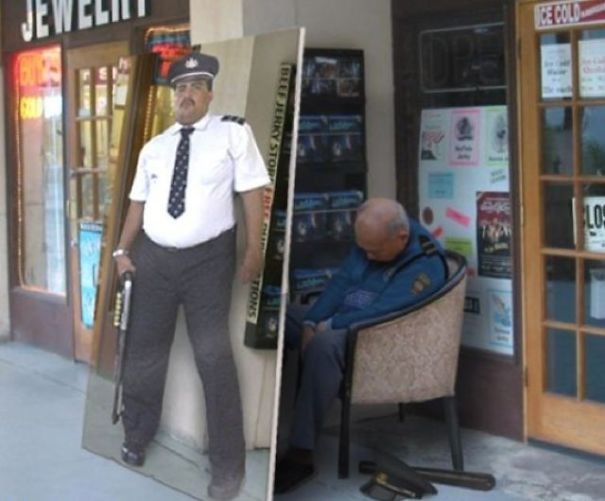 This security guard always summons his substitute, before taking his break.