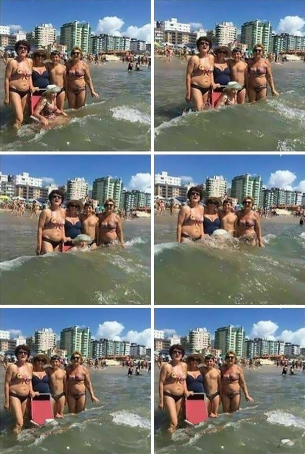 Grandmother may be drowning but everyone, including her ... keeps smiling!