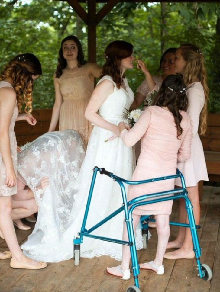 In this photo, we see the three twin sisters helping their older sister Mikayla with the preparations for her wedding!