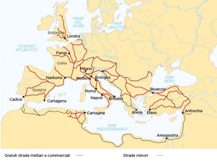 I romani costruirono poi strade in tutta Europa su cui poi si costruirono quelle più moderne.