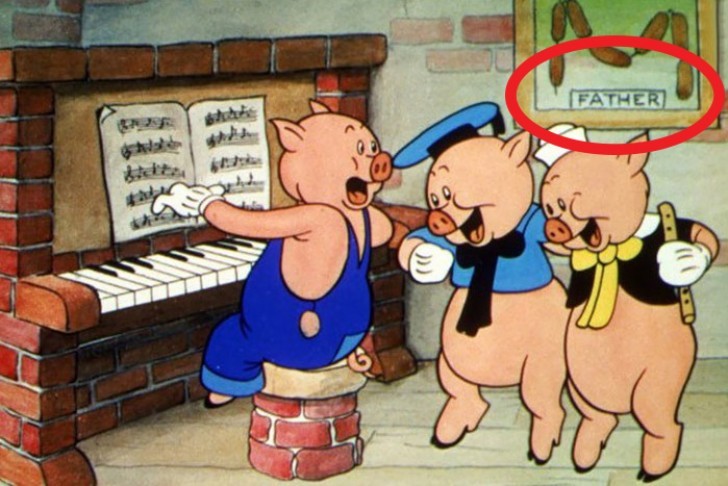 The Three Little Pigs actually had a photo of their "father" hanging in their living room.