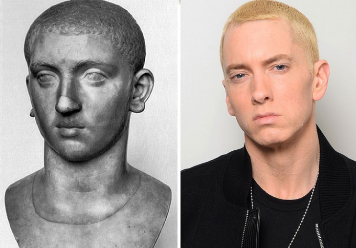 Der römische Imperator Marc Aurel und der Rapper Eminem.