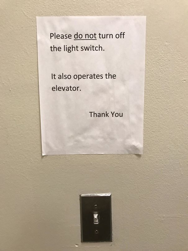 5. Per favore non spingere l'interruttore della luce... Controlla anche l'ascensore.