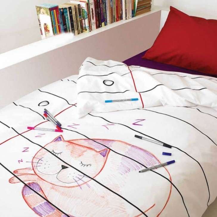 19. A bedspread on which you can draw and color.