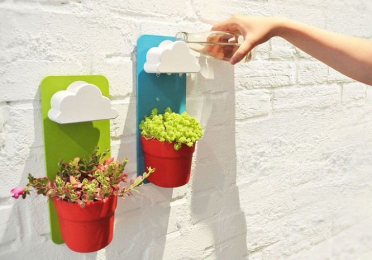 4. Flower pots with cloud-shaped water dispensers!