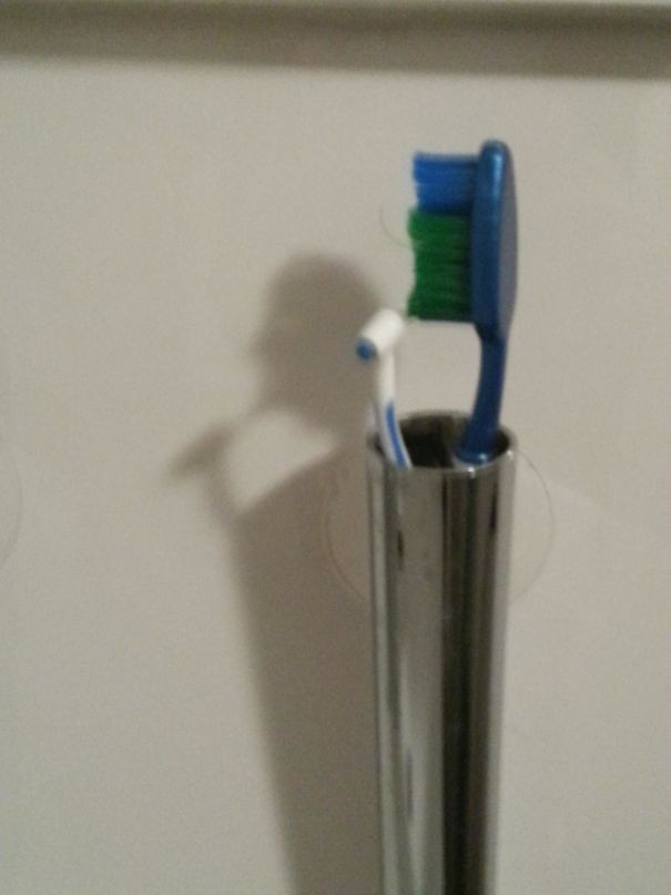 8. My toothbrushes take care of a shadow person's oral hygiene, apparently!
