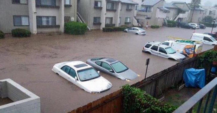 14. L'incredibile resistenza di questa staccionata nel contrastare il muro d'acqua.