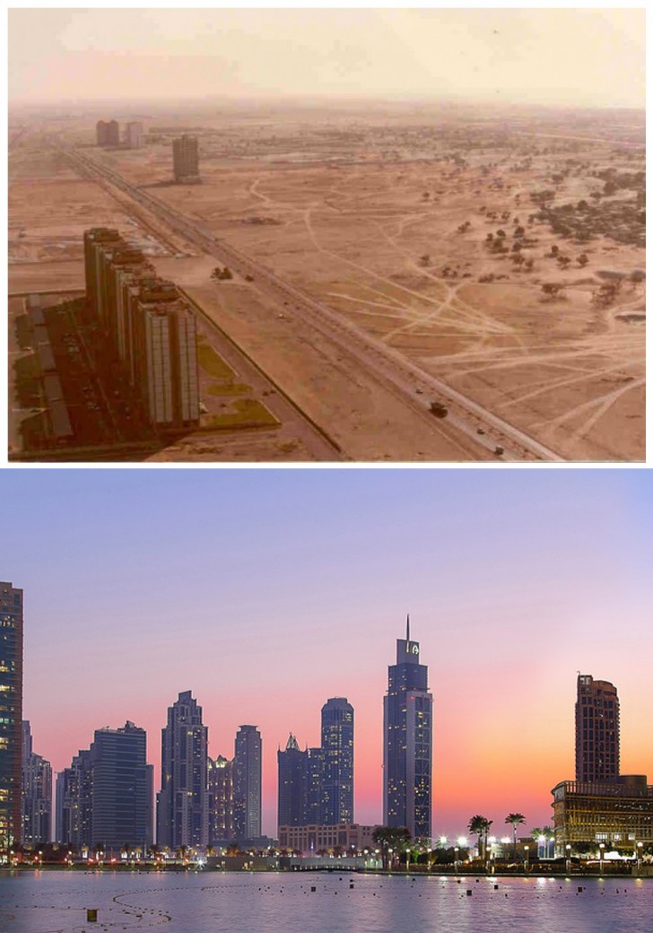 Ma il cambiamento più radicale sembra essere quello realizzato a Dubai in soli 40 anni: eccola negli anni Ottanta e in tutto il suo moderno splendore oggi.