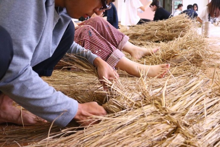 Rijststro werd in het verleden gebruikt om bijvoorbeeld de traditionele tatamimatten van te maken.