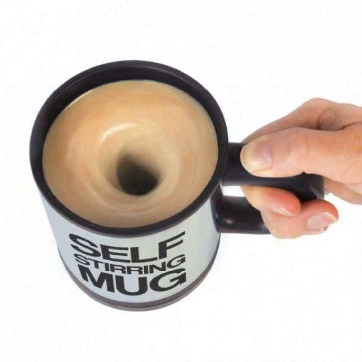 10. The cup that stirs your cappuccino on its own --- A real gem for the office!