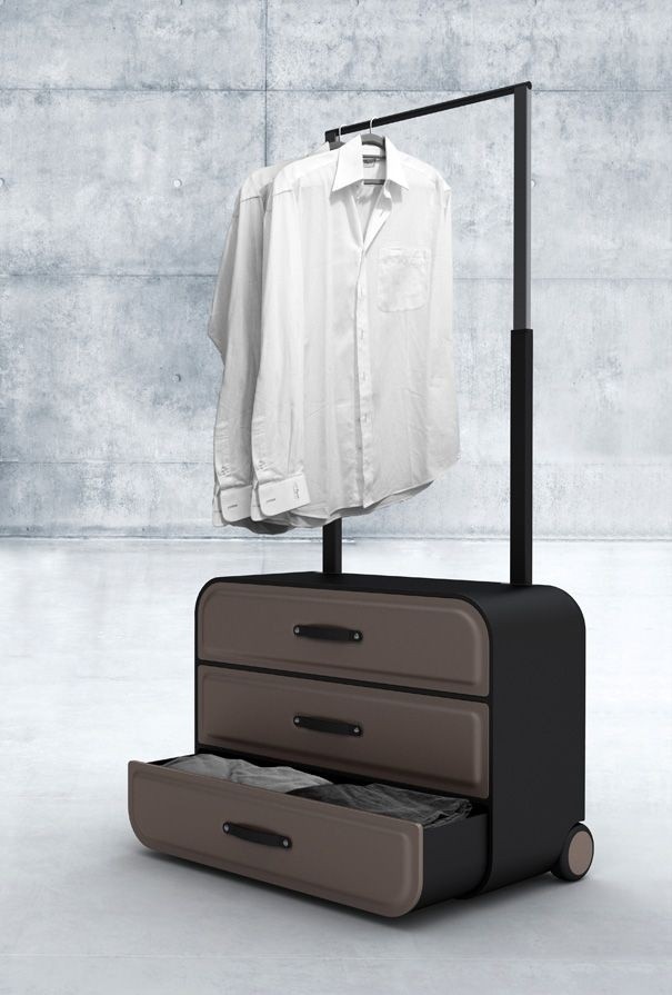 6. A suitcase that turns into a traveling wardrobe closet.