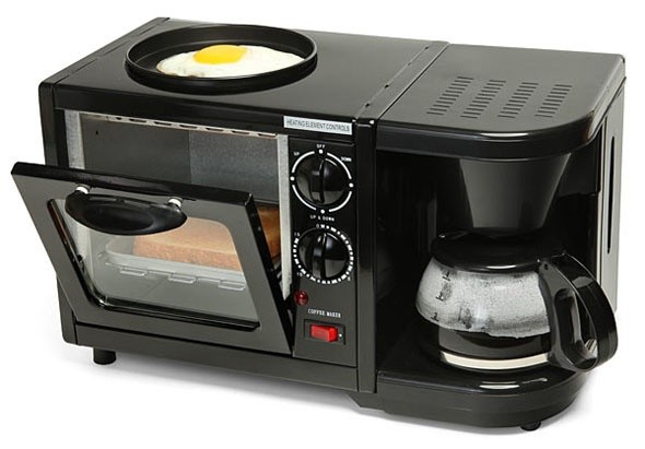 8. A fantastic 3-in-one cooker with an oven, kettle, and hot plate.