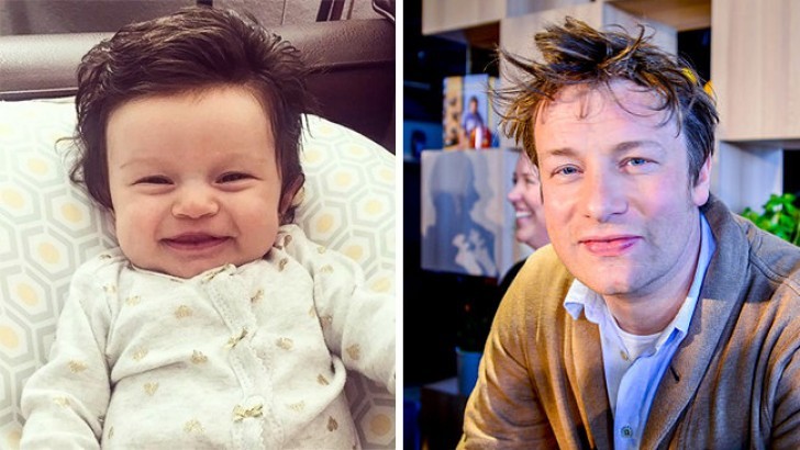 7. This little baby girl and Jamie Oliver are absolutely identical.