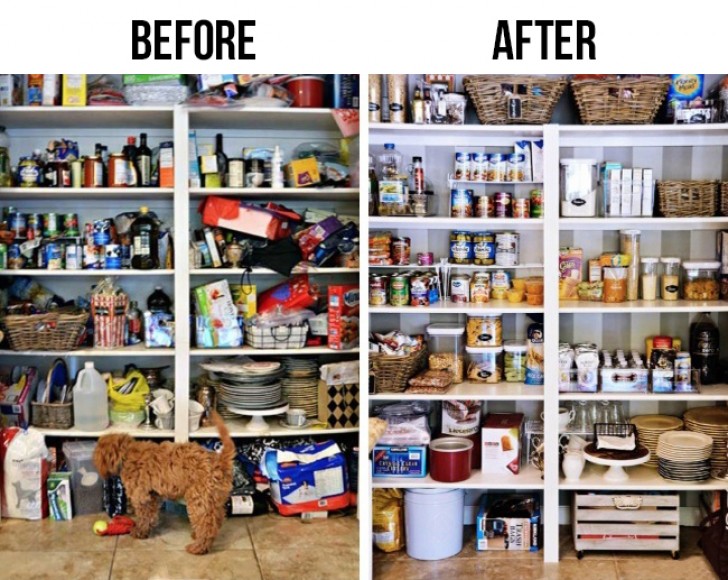 Extra shelves, drawers, and a little effort can help us greatly in keeping the pantry in order